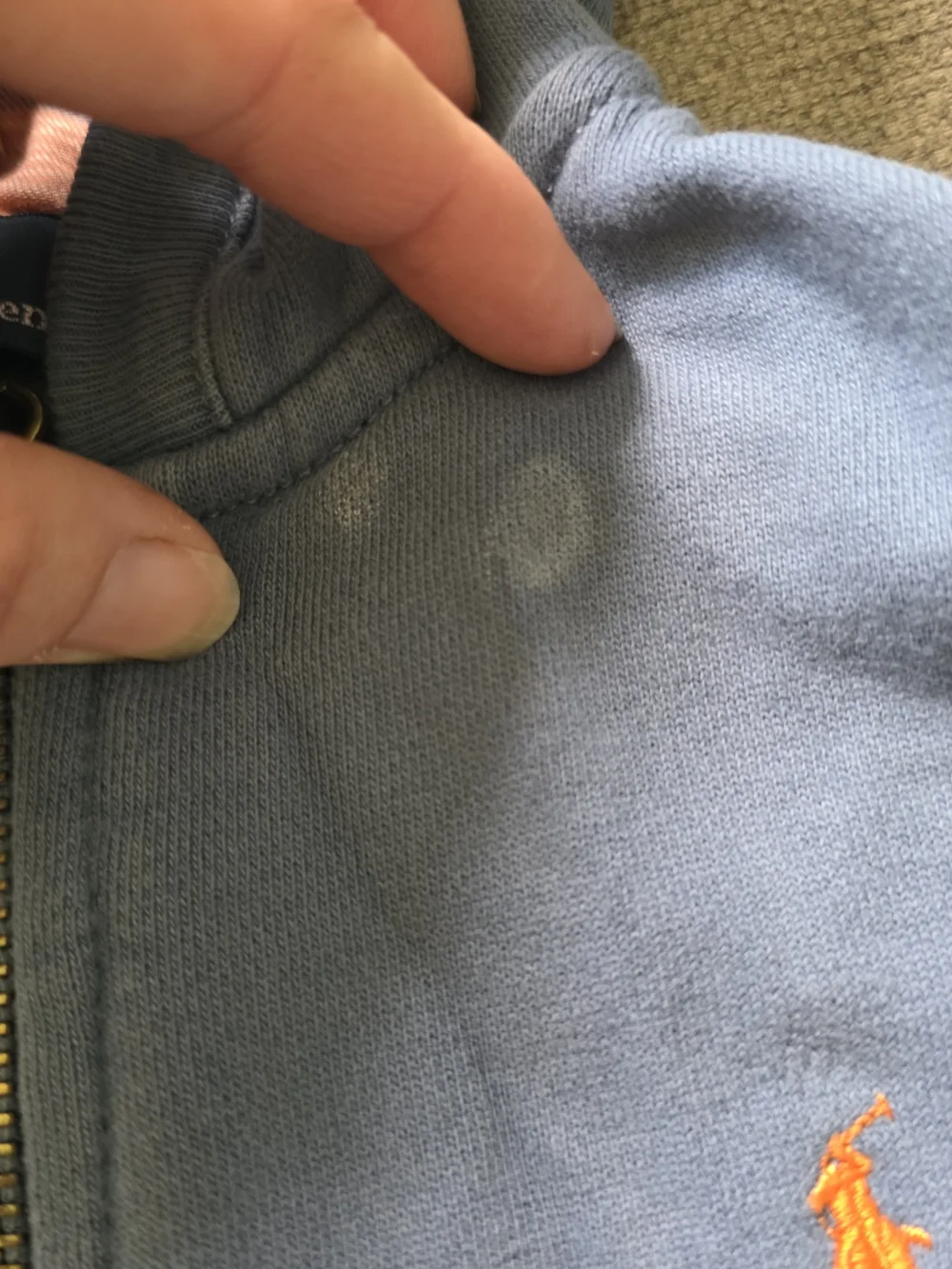 Ralph Lauren Blue Zip Hoodie with Orange Pony